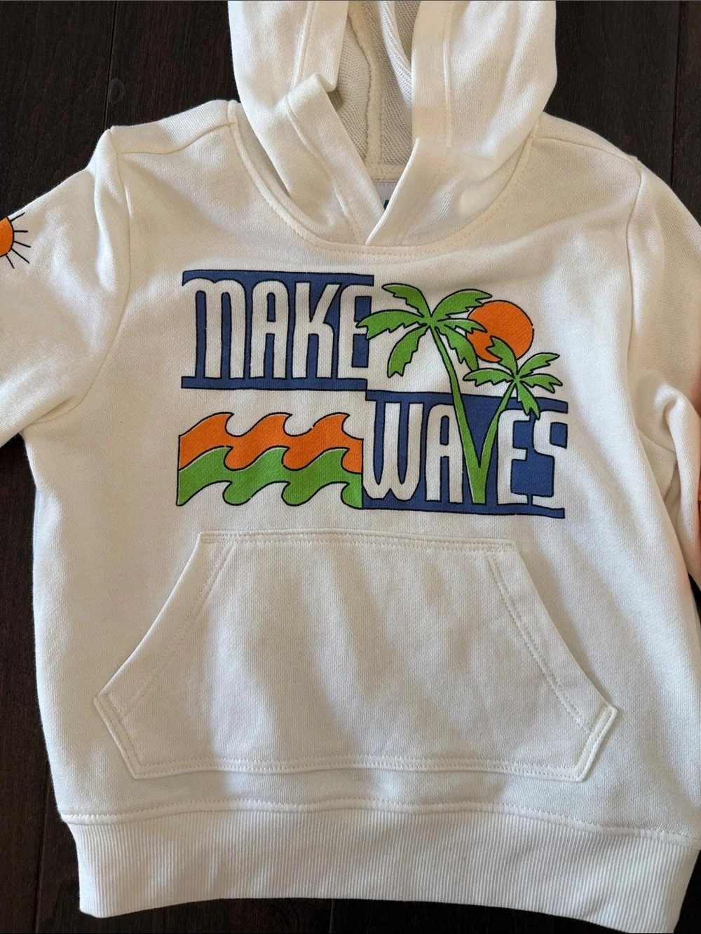 Great Bundle of Old Navy White & Orange Ombre Lightweight Hoodie with Palm Tree